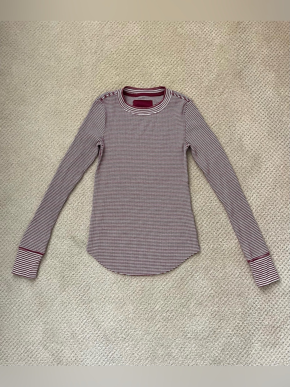 Aerie red and white striped long sleeved shirt size XS